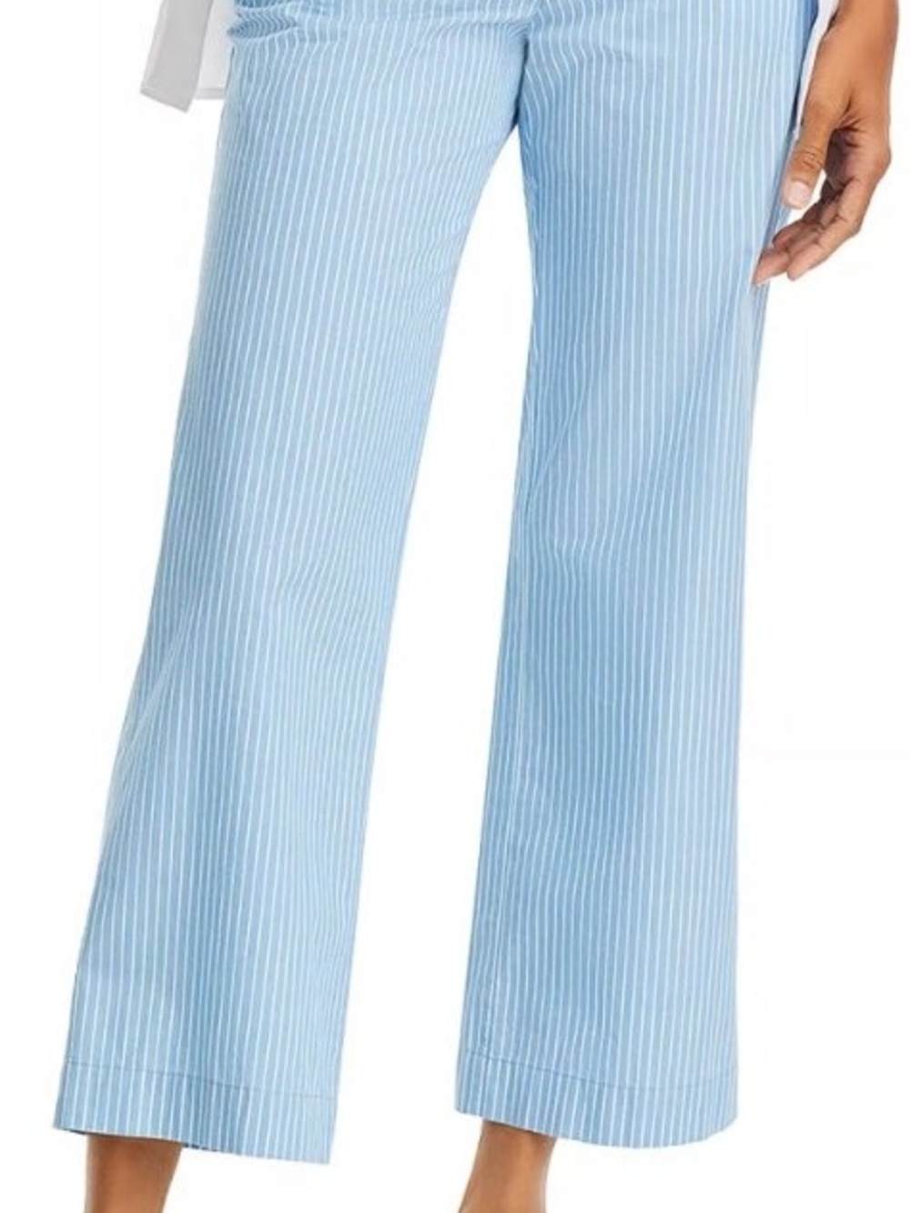 ATM Anthony Thomas Melillo Striped Wide Leg Pants Summer Sky White NWT Size 6